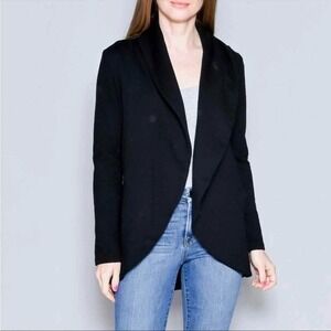 James Perse Black Cotton Shawl Collar Open Front Blazer Cardigan‎ Size 3